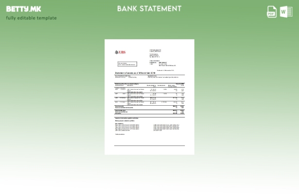 Модерен стил на шаблон за збор верзија на извод од банка на Швајцарија UBS